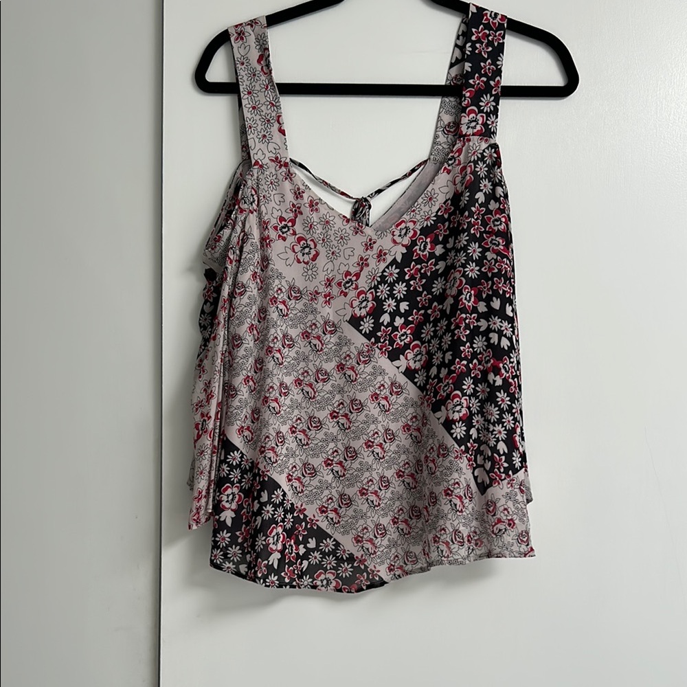 Rebecca Minkoff Pink, Red and Black Floating Flutter Sleeve Top